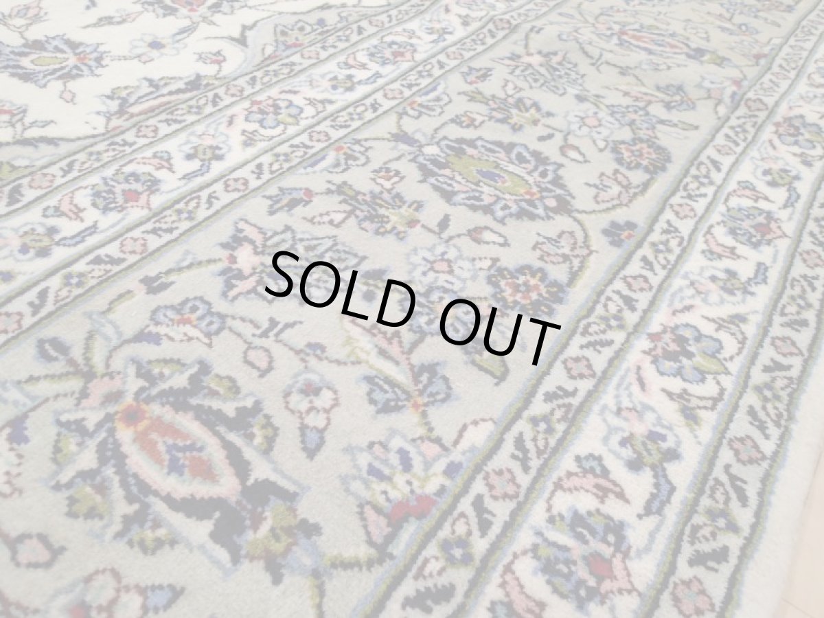 画像11: 美品 ペルシャ 絨毯 カシャーン 縦3.6m 9㎡ 6〜8帖 リビング ダイニング 3人掛けソファ コーナーソファ 大判 サイズ 355 x 253 cm No.194 肉厚 ウール 天然 手織り トライバル ラグ 敷物 マット カーペット 生成り クリーム グレー ピンク メダリオン ヴィンテージ ビンテージ (11)