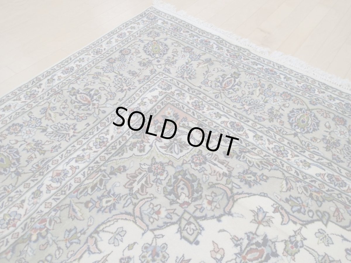 画像6: 美品 ペルシャ 絨毯 カシャーン 縦3.6m 9㎡ 6〜8帖 リビング ダイニング 3人掛けソファ コーナーソファ 大判 サイズ 355 x 253 cm No.194 肉厚 ウール 天然 手織り トライバル ラグ 敷物 マット カーペット 生成り クリーム グレー ピンク メダリオン ヴィンテージ ビンテージ (6)