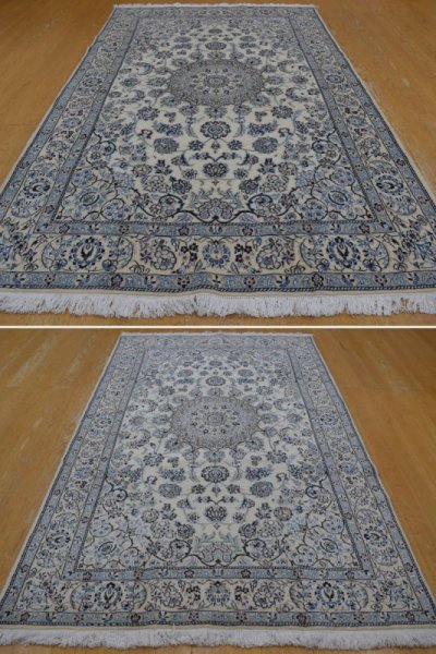 画像3: 極上美品 ペルシャ 絨毯 ナイン 9la ノーラー 縦2.5m 3.8㎡ 3帖 リビング ダイニング 3人掛け ソファ サイズ 253 x 150 cm No.234 天然 ウール 手織り ラグ ハンドメイド カーペット 敷物 クラシック スタイル 生成り ベージュ 青 s-234-250150-008