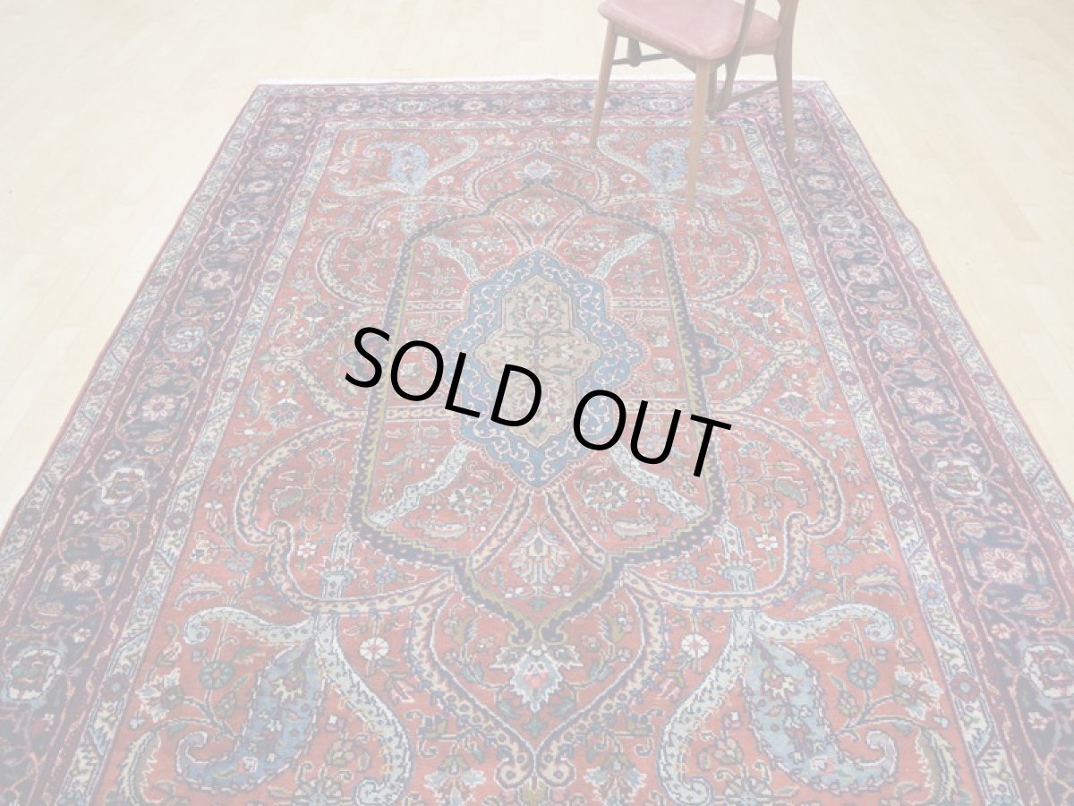 画像5: 良品 ペルシャ 絨毯 タブリーズ 工房名入り 縦3.2m 6.5㎡ 6帖程度 リビング ダイニング 3人掛けソファ コーナーソファ 大判 サイズ 315 x 205 cm No.a101 天然 ウール 手織り トライバル ラグ 敷物 マット カーペット オレンジ ヴィンテージ ビンテージ (5)