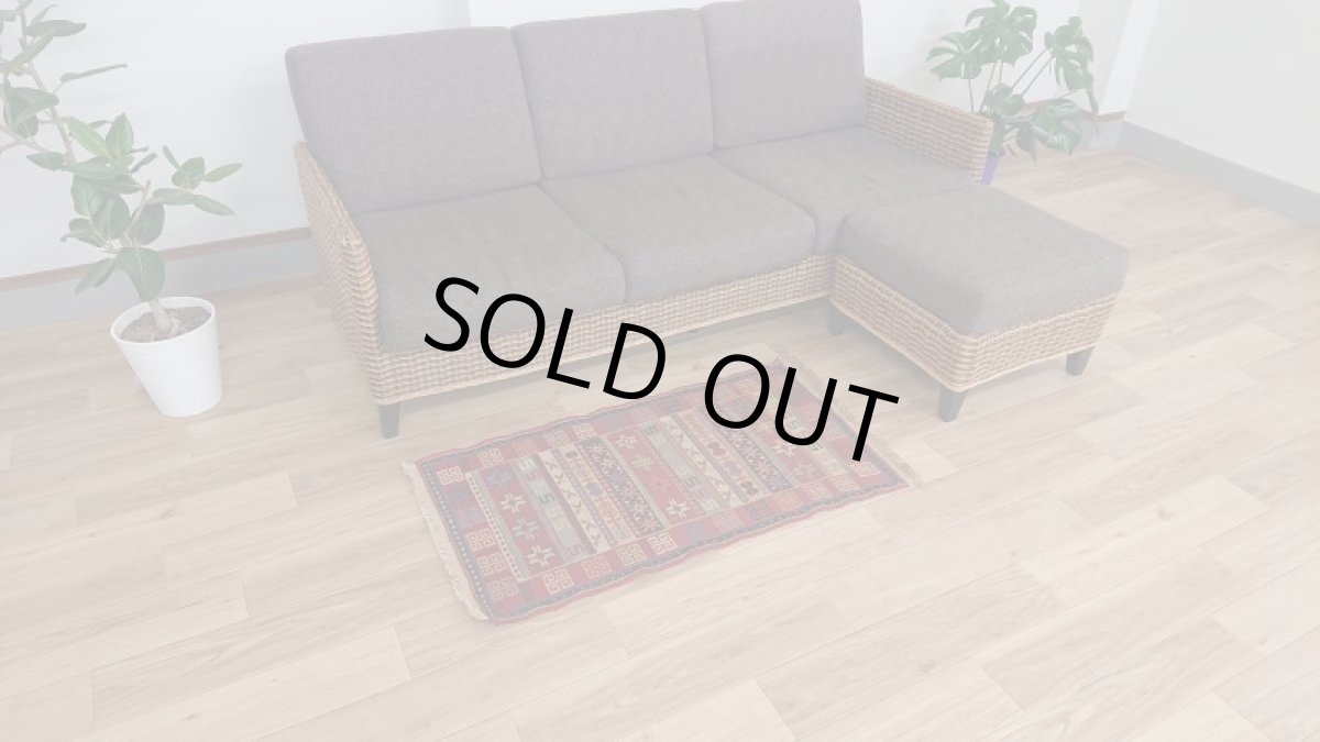 画像2: 新品 ペルシャ キリム グーチャン 1m 玄関 マット サイズ 100 x 52 cm 145 スマック 手織り トライバル ラグ 天然 ウール マット 絨毯 カーペット カラフル ラフラ ボーダー テーブルカバー 収納棚 ラックの彩りに n-145-100052a08 (2)