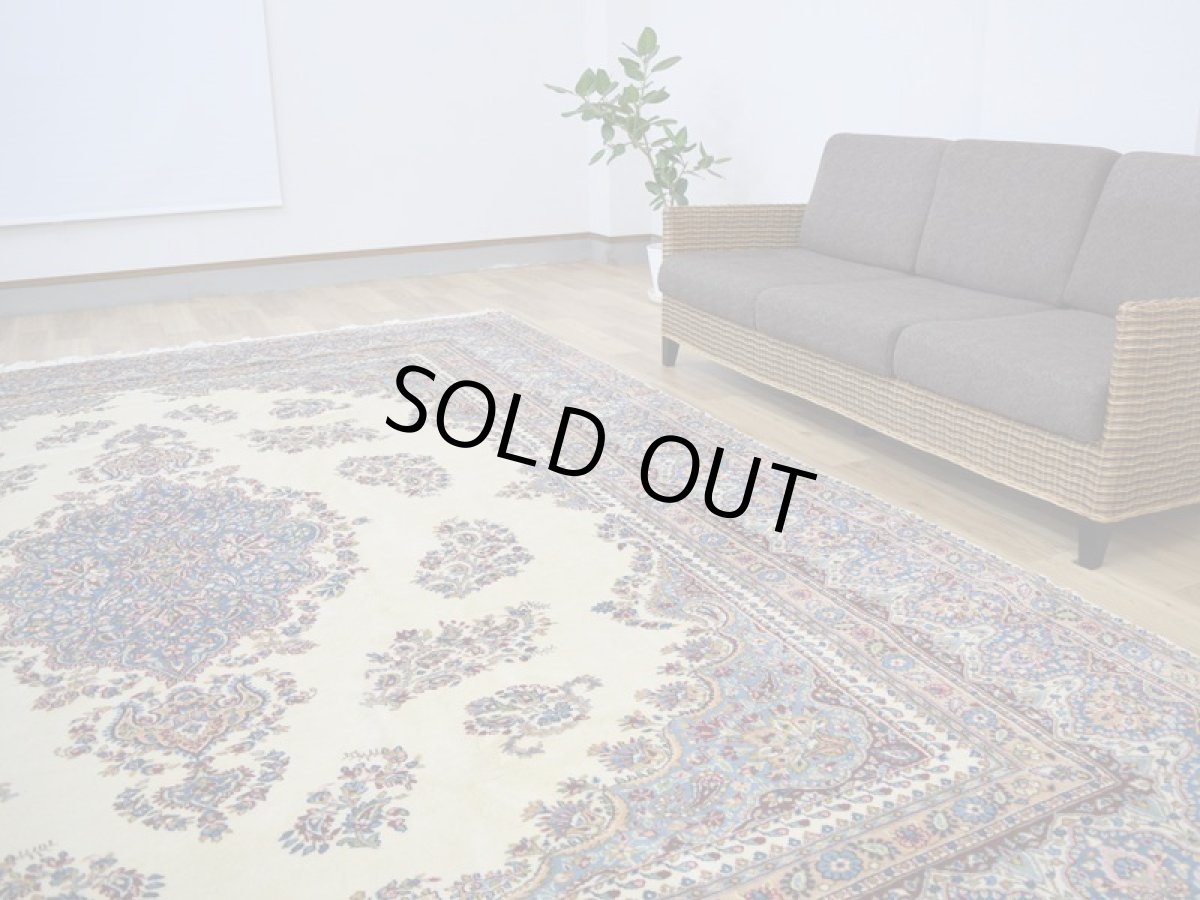 画像6: 美品 ペルシャ 絨毯 ケルマン 産 縦3.7m 10.2㎡ 8〜10帖 リビング ダイニング 客室 3人掛け コーナーソファ 大判 サイズ 368 x 278 cm No.338 天然 ウール 手織り ハンドメイド ラグ マット カーペット 大きなお部屋に (6)