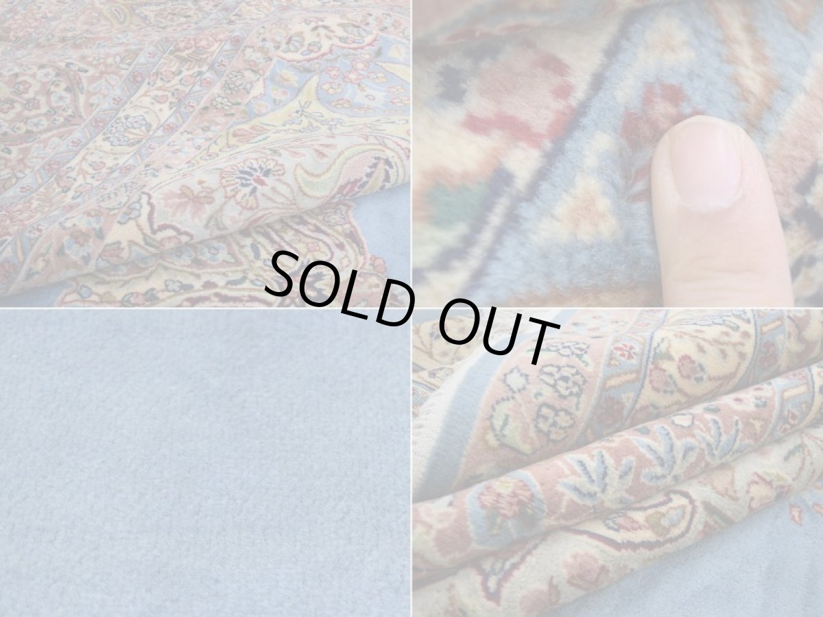 画像18: 美品 経年80年程度 ペルシャ 絨毯 ケルマン 産 工房名入(アジダリ) 縦5m 17㎡ 12帖以上 リビング ダイニング 客室 大判 サイズ 498 x 343 cm No.337 天然 草木染 ウール 手織り ハンドメイド ラグ マット カーペット エメラルドグリーン アンティーク 大きなお部屋に b-337-498343s0005 (18)