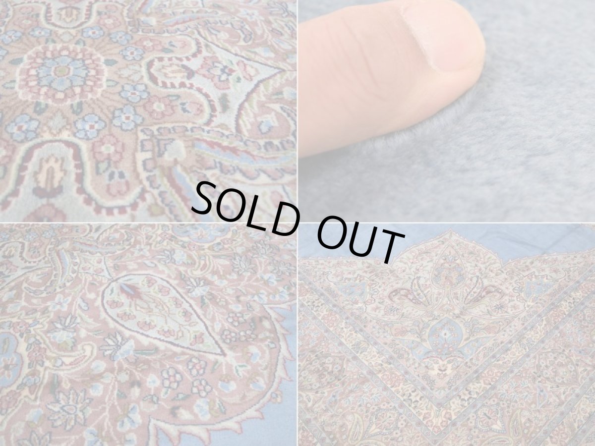 画像16: 美品 経年80年程度 ペルシャ 絨毯 ケルマン 産 工房名入(アジダリ) 縦5m 17㎡ 12帖以上 リビング ダイニング 客室 大判 サイズ 498 x 343 cm No.337 天然 草木染 ウール 手織り ハンドメイド ラグ マット カーペット エメラルドグリーン アンティーク 大きなお部屋に b-337-498343s0005 (16)