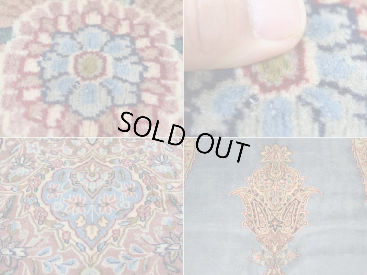 画像15: 美品 経年80年程度 ペルシャ 絨毯 ケルマン 産 工房名入(アジダリ) 縦5m 17㎡ 12帖以上 リビング ダイニング 客室 大判 サイズ 498 x 343 cm No.337 天然 草木染 ウール 手織り ハンドメイド ラグ マット カーペット エメラルドグリーン アンティーク 大きなお部屋に b-337-498343s0005 (15)