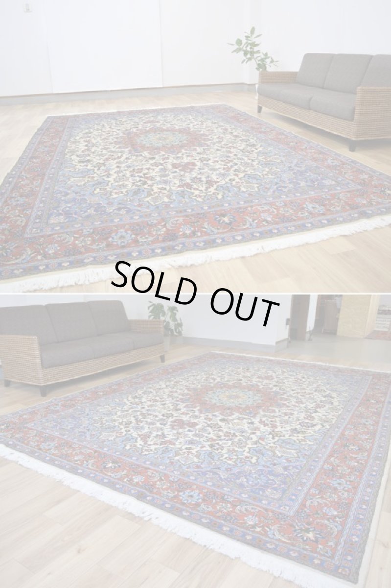 画像7: 美品 ペルシャ 絨毯 ナジャファバド 縦3.5m 9㎡ 6帖 リビング ダイニング 3人掛けソファ コーナーソファ 大判 サイズ 350 x 248 cm No.417 天然 ウール 手織り トライバル ラグ 敷物 マット カーペット メダリオン ヴィンテージ ビンテージ a-417-350248s008-0401 (7)