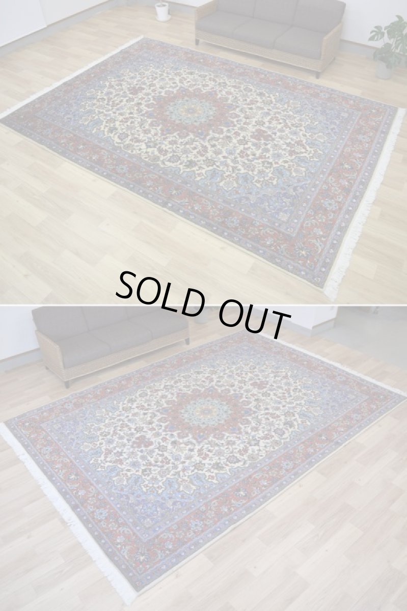 画像4: 美品 ペルシャ 絨毯 ナジャファバド 縦3.5m 9㎡ 6帖 リビング ダイニング 3人掛けソファ コーナーソファ 大判 サイズ 350 x 248 cm No.417 天然 ウール 手織り トライバル ラグ 敷物 マット カーペット メダリオン ヴィンテージ ビンテージ a-417-350248s008-0401 (4)