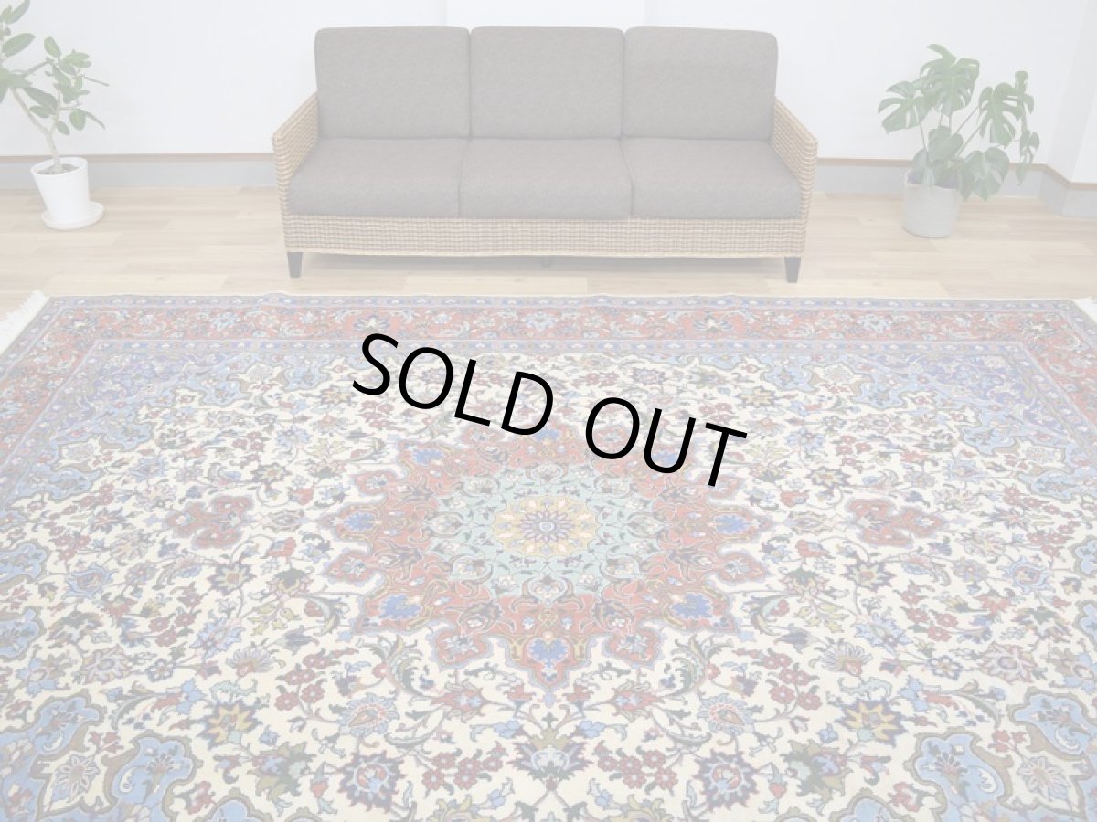 画像2: 美品 ペルシャ 絨毯 ナジャファバド 縦3.5m 9㎡ 6帖 リビング ダイニング 3人掛けソファ コーナーソファ 大判 サイズ 350 x 248 cm No.417 天然 ウール 手織り トライバル ラグ 敷物 マット カーペット メダリオン ヴィンテージ ビンテージ a-417-350248s008-0401 (2)