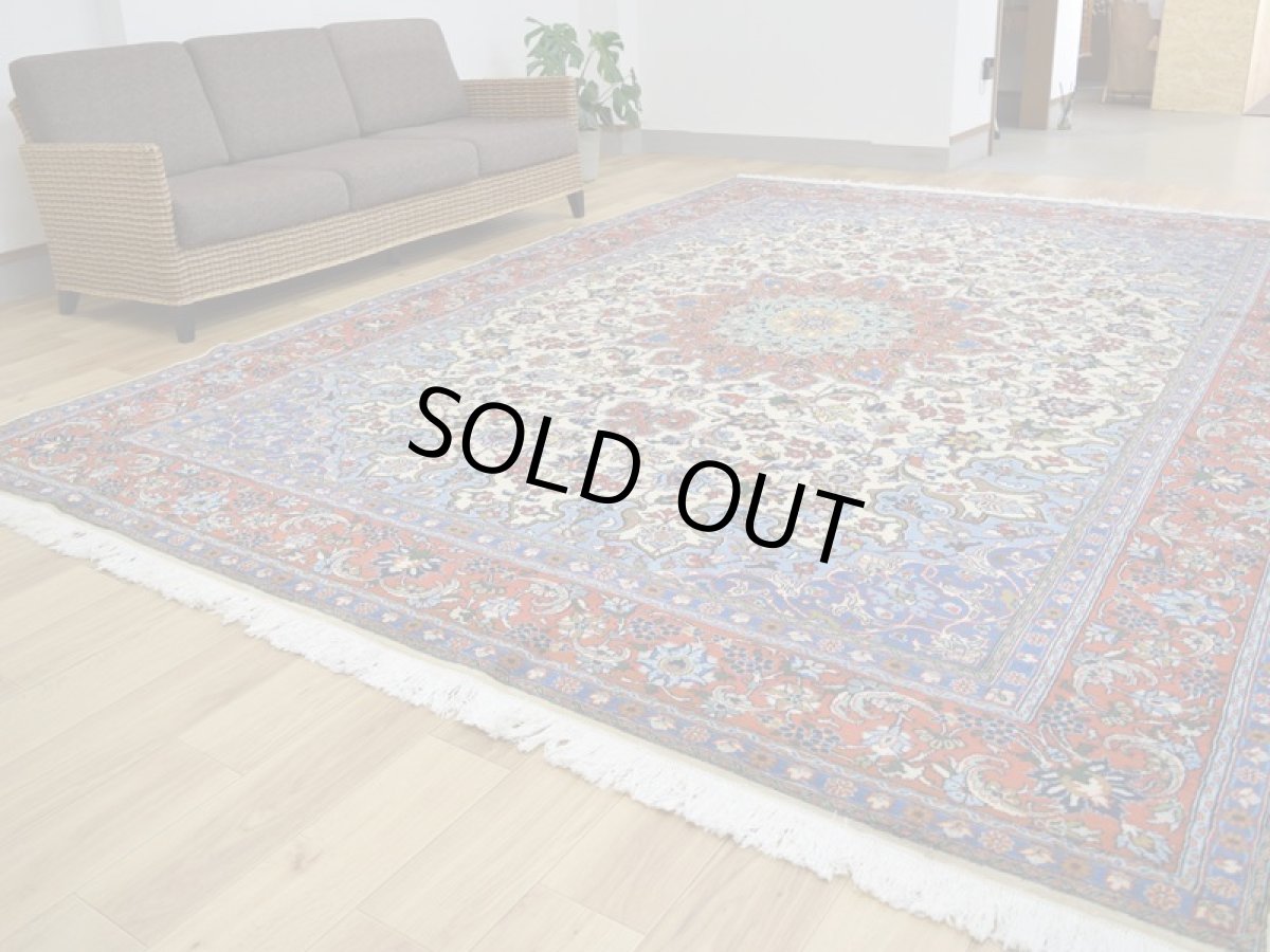 画像6: 美品 ペルシャ 絨毯 ナジャファバド 縦3.5m 9㎡ 6帖 リビング ダイニング 3人掛けソファ コーナーソファ 大判 サイズ 350 x 248 cm No.417 天然 ウール 手織り トライバル ラグ 敷物 マット カーペット メダリオン ヴィンテージ ビンテージ a-417-350248s008-0401 (6)