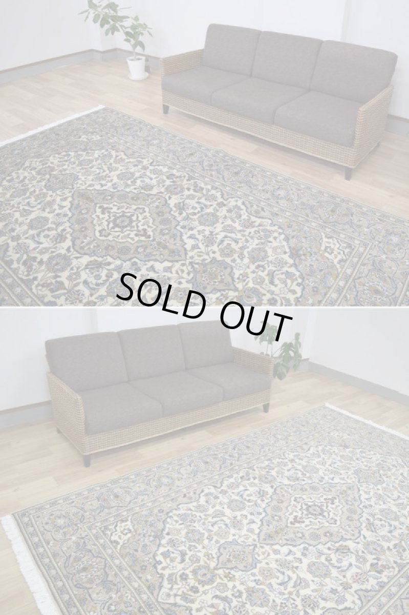 画像9: 美品 ペルシャ 絨毯 カシャーン 縦3m 横2m 6㎡ 6帖 リビング ダイニング 3人掛けソファ コーナーソファ 大判 サイズ 295 x 196 cm No.n229 天然 ウール 手織り トライバル ラグ 敷物 マット カーペット  ヴィンテージ ビンテージ 大きなお部屋に 中古品に抵抗のある方にもおすすめです。 a-n229-295196h075-147 (9)