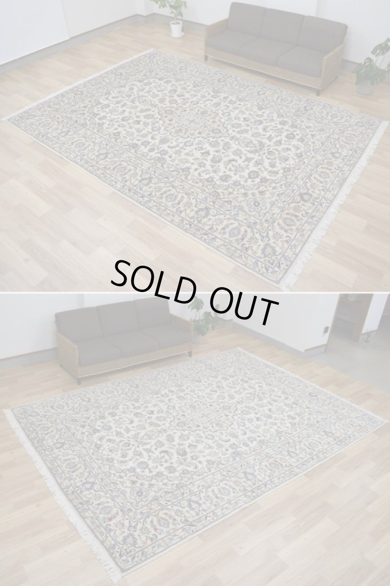 画像4: 美品 ペルシャ 絨毯 カシャーン 縦3.5m 横2.5m 9㎡ 6帖 リビング ダイニング 3人掛けソファ コーナーソファ 大判 サイズ 348 x 251 cm No.350 天然 ウール 手織り トライバル ラグ 敷物 マット カーペット メダリオン ヴィンテージ ビンテージ 大きなお部屋に 中古品に抵抗のある方にもおすすめです a-350-348251s007-019 (4)