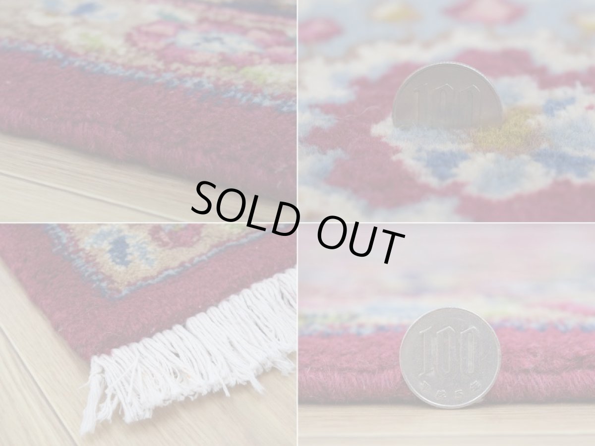 画像20: 美品 ペルシャ 絨毯 ケルマン産 縦3.4m 横2.4m 8.2㎡ 6帖 リビング ダイニング 客室 大判 サイズ 340 x 240 cm No.F157 天然 ウール 手織り ハンドメイド ラグ マット カーペット ワインレッド 赤紫 大きなお部屋に 中古品に抵抗のある方にもおすすめです。 a-F157-340240h096-798 (20)