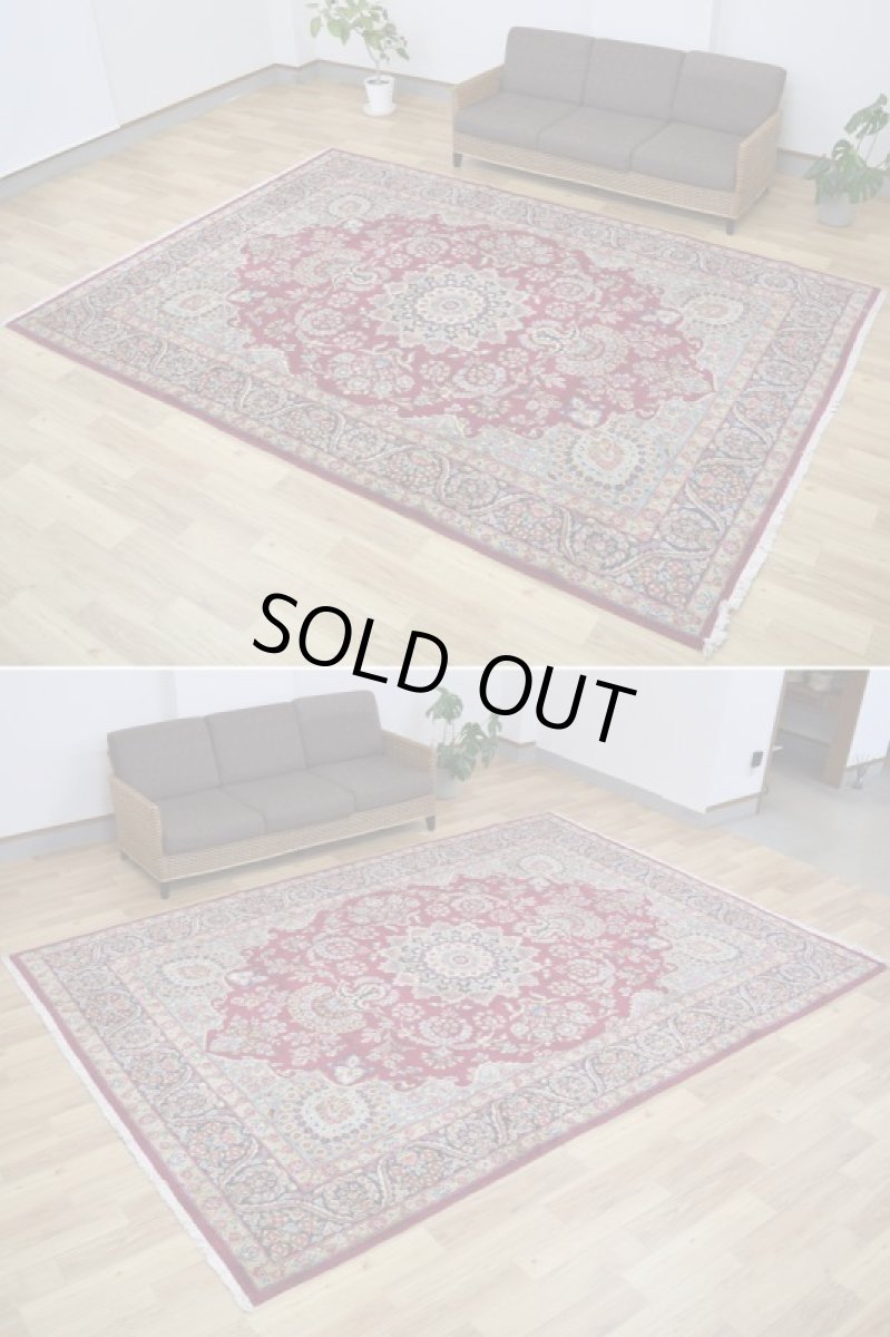 画像7: 美品 ペルシャ 絨毯 ケルマン産 縦3.4m 横2.4m 8.2㎡ 6帖 リビング ダイニング 客室 大判 サイズ 340 x 240 cm No.F157 天然 ウール 手織り ハンドメイド ラグ マット カーペット ワインレッド 赤紫 大きなお部屋に 中古品に抵抗のある方にもおすすめです。 a-F157-340240h096-798 (7)