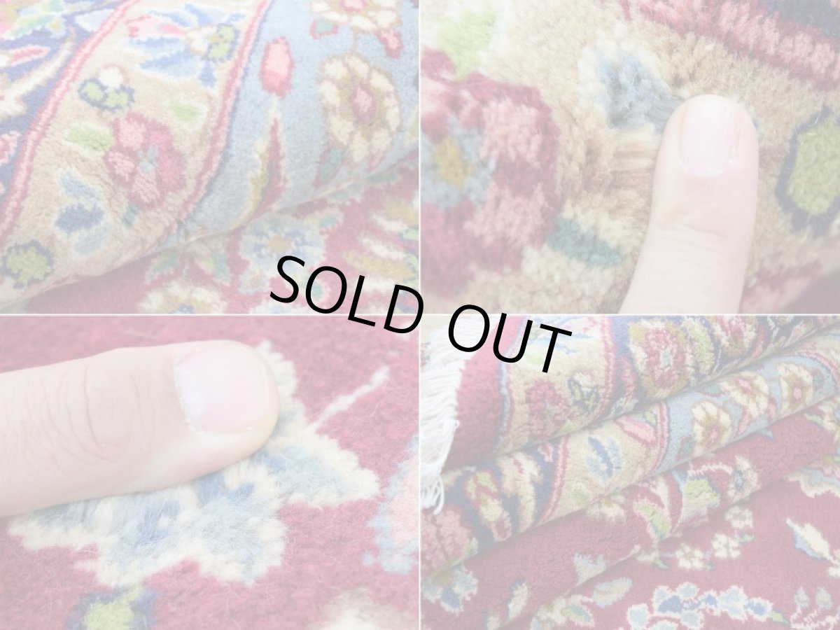 画像18: 美品 ペルシャ 絨毯 ケルマン産 縦3.4m 横2.4m 8.2㎡ 6帖 リビング ダイニング 客室 大判 サイズ 340 x 240 cm No.F157 天然 ウール 手織り ハンドメイド ラグ マット カーペット ワインレッド 赤紫 大きなお部屋に 中古品に抵抗のある方にもおすすめです。 a-F157-340240h096-798 (18)