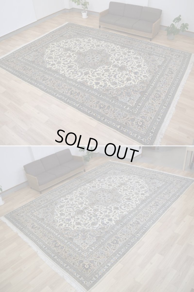 画像6: 美品 ペルシャ 絨毯 カシャーン 縦4m 横3m 12㎡ 10帖 リビング ダイニング 3人掛けソファ コーナーソファ 大判 サイズ 405 x 302 cm No.408 天然 ウール 手織り トライバル ラグ 敷物 マット カーペット メダリオン ヴィンテージ ビンテージ 大きなお部屋に 中古品に抵抗のある方にもおすすめです。 a-408-405302s038-9701 (6)