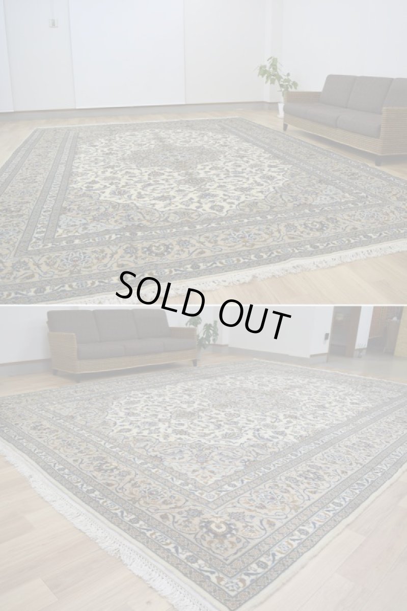 画像7: 美品 ペルシャ 絨毯 カシャーン 縦4m 横3m 12㎡ 10帖 リビング ダイニング 3人掛けソファ コーナーソファ 大判 サイズ 405 x 302 cm No.408 天然 ウール 手織り トライバル ラグ 敷物 マット カーペット メダリオン ヴィンテージ ビンテージ 大きなお部屋に 中古品に抵抗のある方にもおすすめです。 a-408-405302s038-9701 (7)