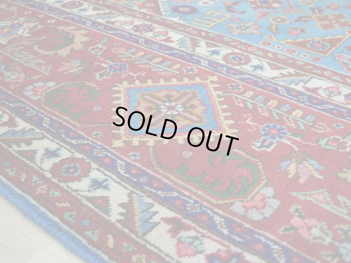 画像12: 良品 ペルシャ 絨毯 タブリーズ 縦4m 横3m 12㎡ 10帖 リビング ダイニング 3人掛けソファ コーナーソファ 大判 サイズ 395 x 300 cm No.F118 天然 ウール 手織り トライバル ラグ 敷物 マット カーペット メダリオン ヴィンテージ ビンテージ スカイブルー 大きなお部屋に b-F118-395300h047-269 (12)