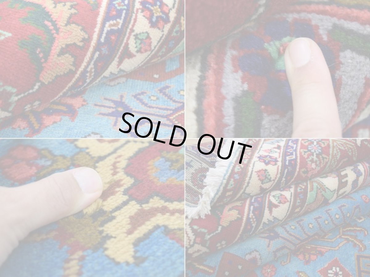 画像18: 良品 ペルシャ 絨毯 タブリーズ 縦4m 横3m 12㎡ 10帖 リビング ダイニング 3人掛けソファ コーナーソファ 大判 サイズ 395 x 300 cm No.F118 天然 ウール 手織り トライバル ラグ 敷物 マット カーペット メダリオン ヴィンテージ ビンテージ スカイブルー 大きなお部屋に b-F118-395300h047-269 (18)