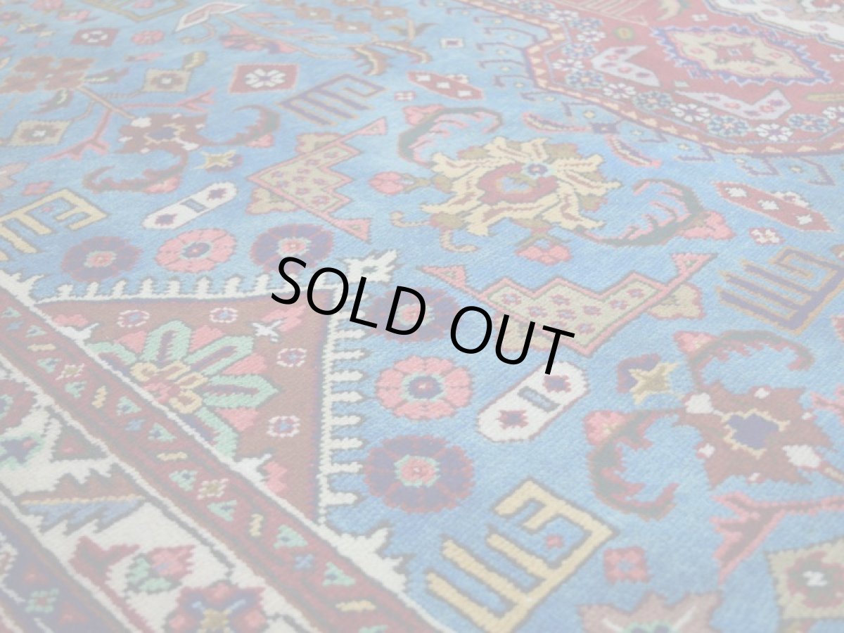 画像11: 良品 ペルシャ 絨毯 タブリーズ 縦4m 横3m 12㎡ 10帖 リビング ダイニング 3人掛けソファ コーナーソファ 大判 サイズ 395 x 300 cm No.F118 天然 ウール 手織り トライバル ラグ 敷物 マット カーペット メダリオン ヴィンテージ ビンテージ スカイブルー 大きなお部屋に b-F118-395300h047-269 (11)