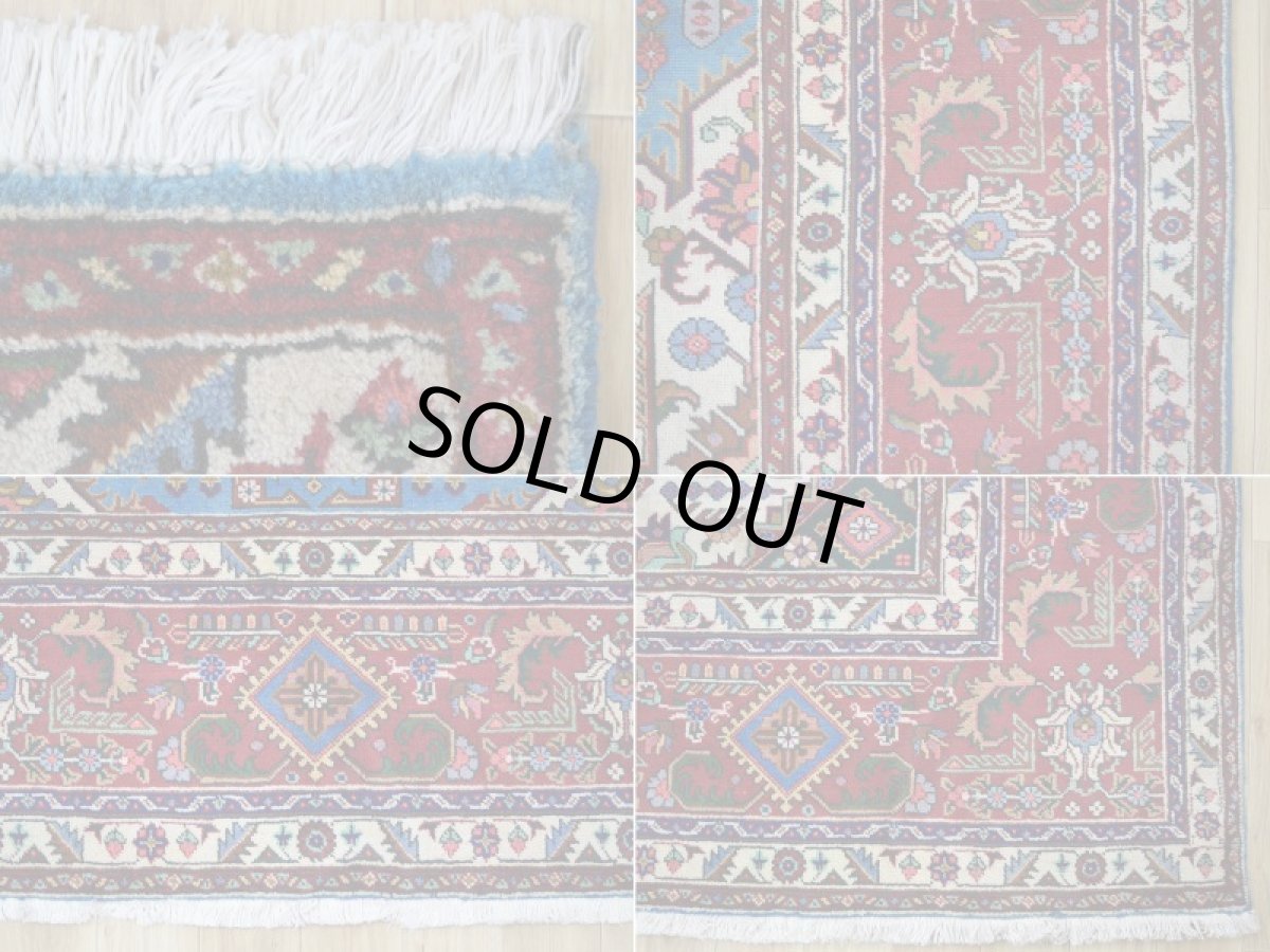 画像19: 良品 ペルシャ 絨毯 タブリーズ 縦4m 横3m 12㎡ 10帖 リビング ダイニング 3人掛けソファ コーナーソファ 大判 サイズ 395 x 300 cm No.F118 天然 ウール 手織り トライバル ラグ 敷物 マット カーペット メダリオン ヴィンテージ ビンテージ スカイブルー 大きなお部屋に b-F118-395300h047-269 (19)