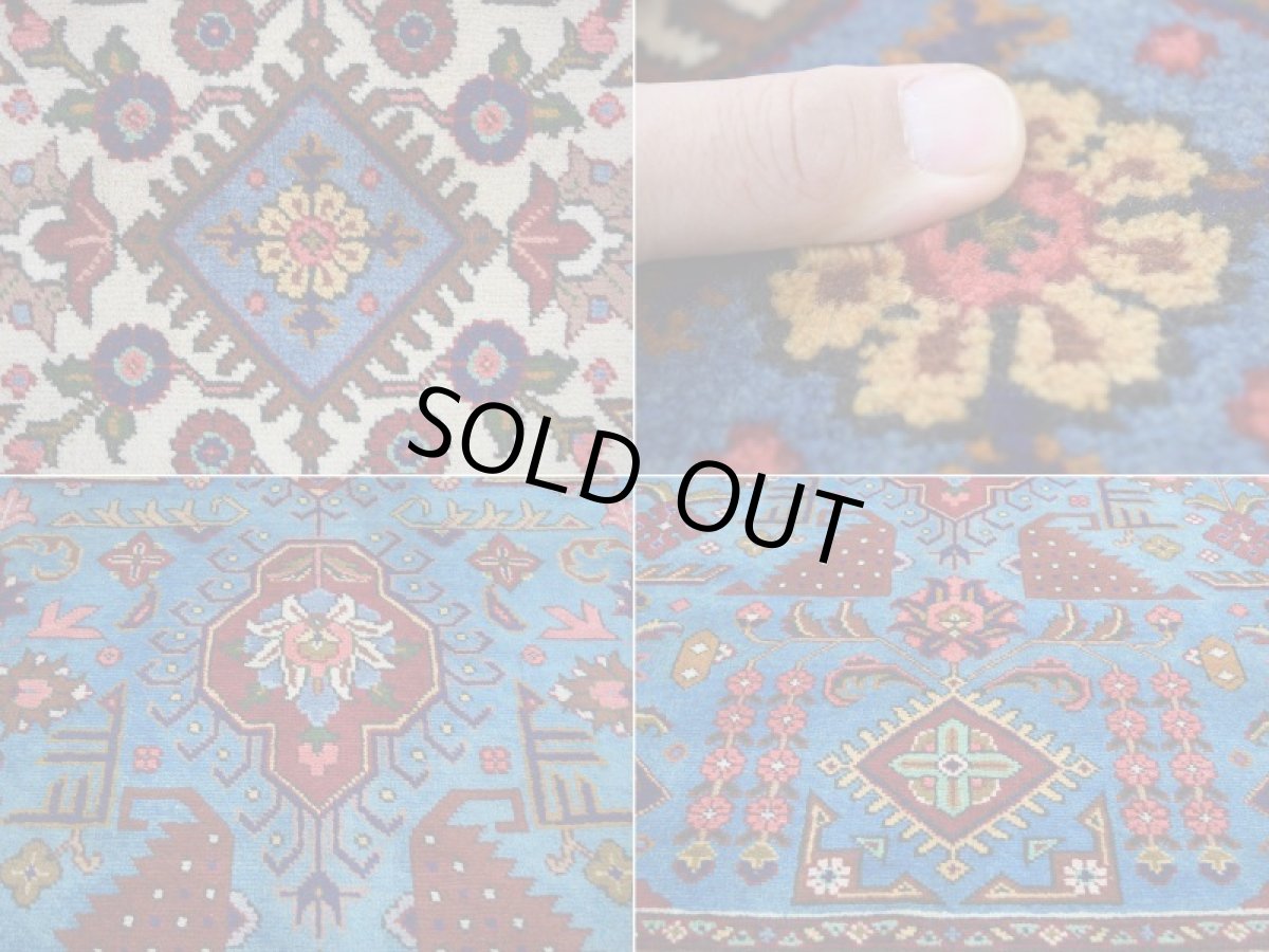 画像15: 良品 ペルシャ 絨毯 タブリーズ 縦4m 横3m 12㎡ 10帖 リビング ダイニング 3人掛けソファ コーナーソファ 大判 サイズ 395 x 300 cm No.F118 天然 ウール 手織り トライバル ラグ 敷物 マット カーペット メダリオン ヴィンテージ ビンテージ スカイブルー 大きなお部屋に b-F118-395300h047-269 (15)