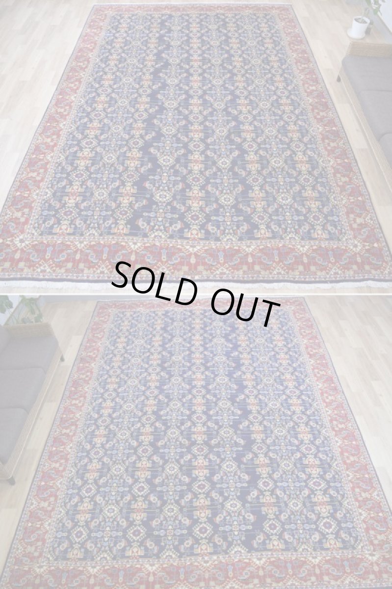 画像3: 良品 ペルシャ 絨毯 ヤズド 縦4m 横3m 12㎡ 10帖 リビング ダイニング 3人掛けソファ コーナーソファ 大判 サイズ 410 x 295 cm No.F128 天然 肉厚 ウール 手織り トライバル ラグ 敷物 マット カーペット 総柄 ヴィンテージ ビンテージ ネイビー 大きなお部屋に (3)