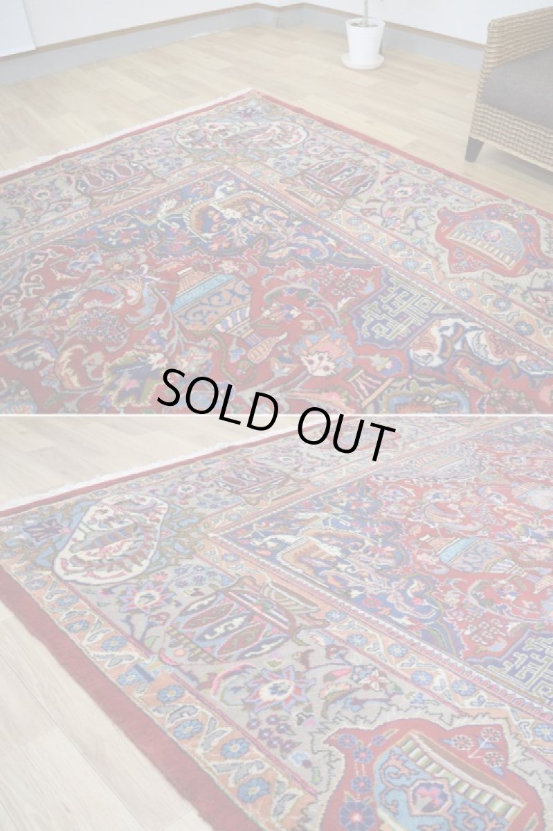 画像8: 良品 ペルシャ 絨毯 経年40年以上 ニーシャプール 縦4m 横3m 12㎡ 〜10帖程度 リビング ダイニング 3人掛けソファ コーナーソファ 大判 サイズ 386 x 300 cm No.F123 天然 肉厚 ウール 手織り トライバル ラグ 敷物 マット カーペット 総柄 ヴィンテージ ビンテージ カセクゼ 大きなお部屋に b-F123-386300h047-269 (8)