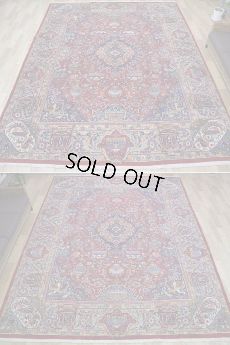 画像5: 良品 ペルシャ 絨毯 経年40年以上 ニーシャプール 縦4m 横3m 12㎡ 〜10帖程度 リビング ダイニング 3人掛けソファ コーナーソファ 大判 サイズ 386 x 300 cm No.F123 天然 肉厚 ウール 手織り トライバル ラグ 敷物 マット カーペット 総柄 ヴィンテージ ビンテージ カセクゼ 大きなお部屋に b-F123-386300h047-269 (5)