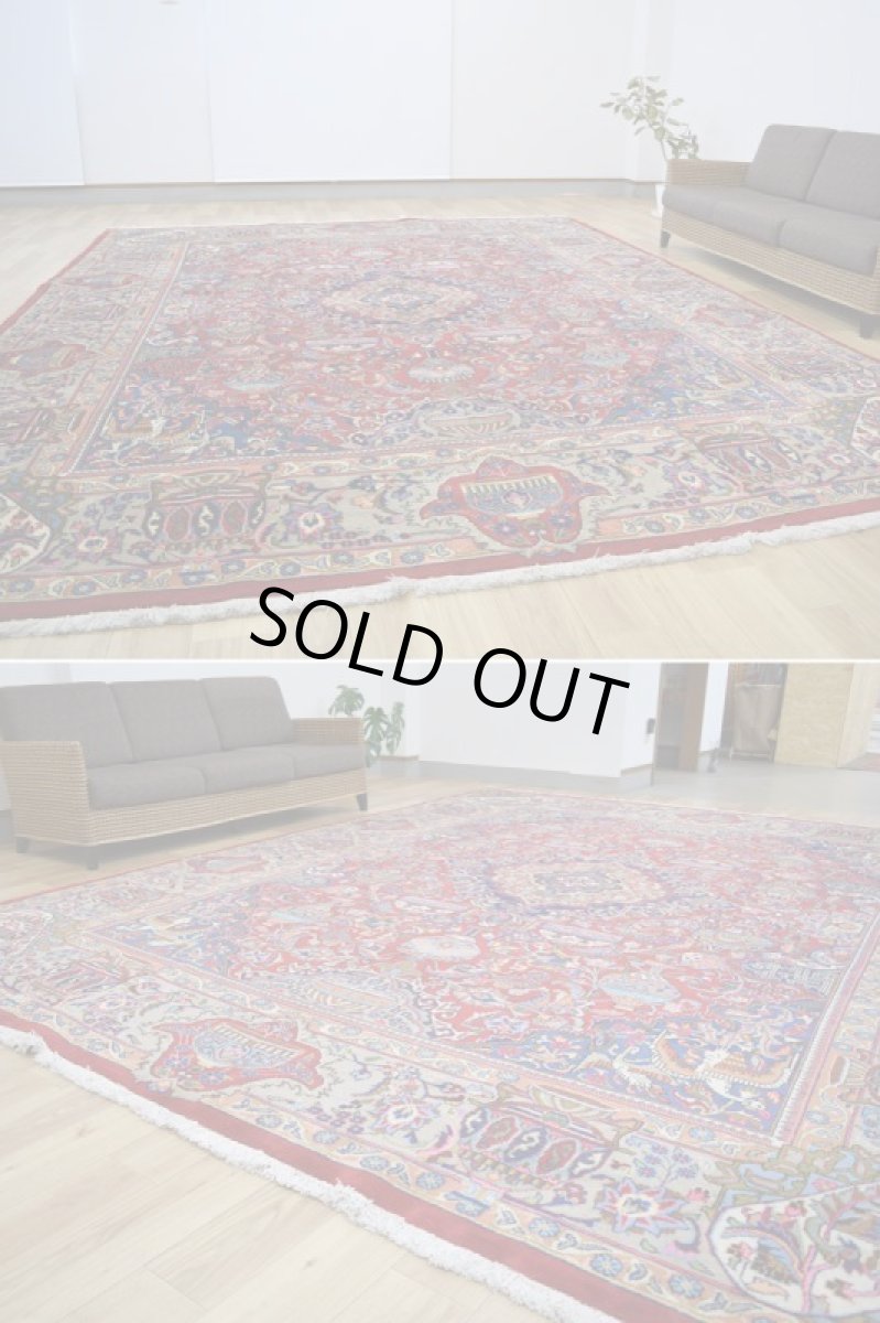 画像7: 良品 ペルシャ 絨毯 経年40年以上 ニーシャプール 縦4m 横3m 12㎡ 〜10帖程度 リビング ダイニング 3人掛けソファ コーナーソファ 大判 サイズ 386 x 300 cm No.F123 天然 肉厚 ウール 手織り トライバル ラグ 敷物 マット カーペット 総柄 ヴィンテージ ビンテージ カセクゼ 大きなお部屋に b-F123-386300h047-269 (7)