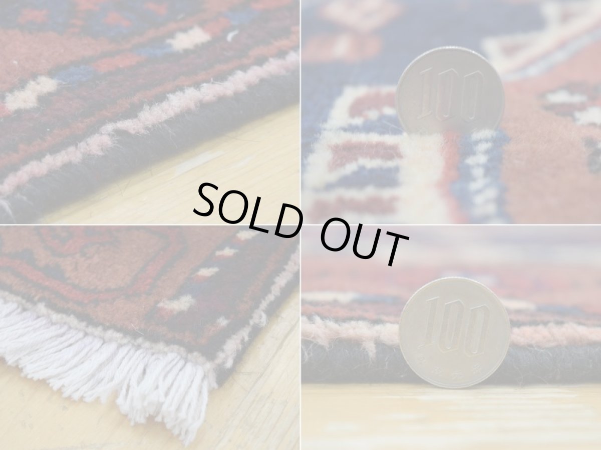 画像20: 良品 ペルシャ 絨毯 シールジャーン 縦2m 横1.6m 3.2㎡ 〜3帖 リビング ダイニング 2〜3人掛けソファ サイズ 200 x 160 cm E123 天然 ウール 手織り ハンドメイド トライバル ラグ 部族絨毯 マット カーペット 幾何学模様 民族柄 ネイビー ブラウン ギャッベ(ギャベ)をお探しの方にもお勧めです b-E123-200160h034p (20)