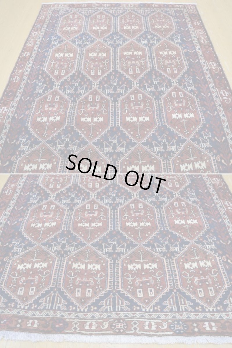 画像7: 良品 ペルシャ 絨毯 シールジャーン 縦2m 横1.6m 3.2㎡ 〜3帖 リビング ダイニング 2〜3人掛けソファ サイズ 200 x 160 cm E123 天然 ウール 手織り ハンドメイド トライバル ラグ 部族絨毯 マット カーペット 幾何学模様 民族柄 ネイビー ブラウン ギャッベ(ギャベ)をお探しの方にもお勧めです b-E123-200160h034p (7)