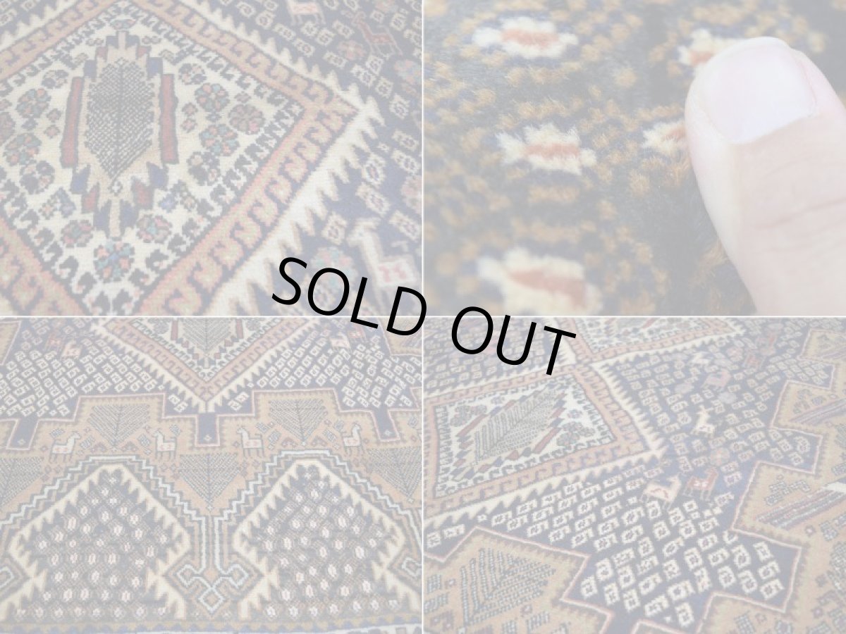 画像15: 良品 ペルシャ 絨毯 シールジャーン 縦2m 横1.5m 3.1㎡ 〜3帖 リビング ダイニング 2〜3人掛けソファ サイズ 207 x 148 cm E124 天然 ウール 手織り ハンドメイド トライバル ラグ 部族絨毯 マット カーペット 幾何学模様 民族柄 ネイビー ブラウン ギャッベ(ギャベ)をお探しの方にもお勧めです (15)