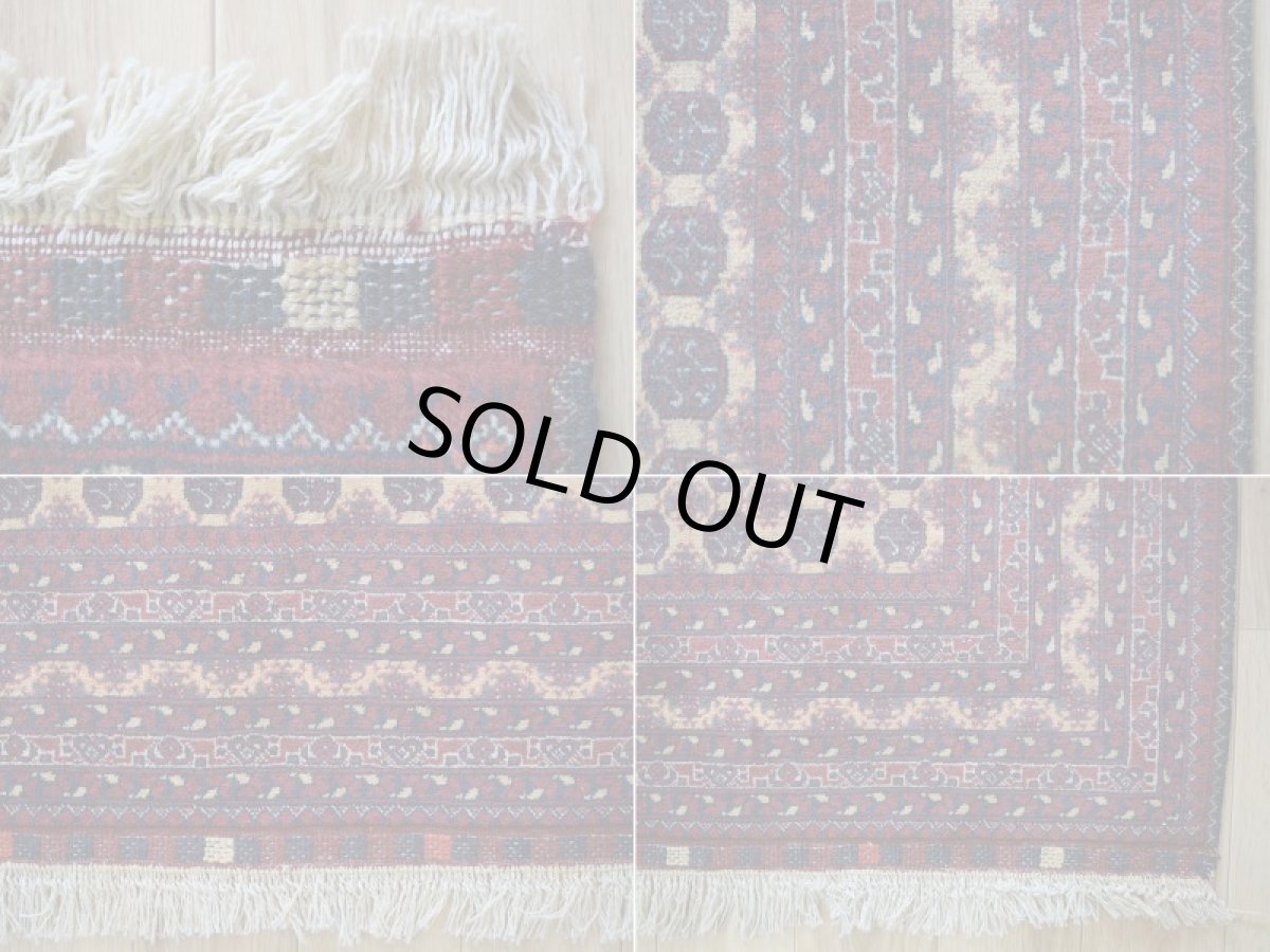 画像18: 美品 ペルシャ 絨毯 トルクメン 縦2m 3㎡ ~3帖 リビング ダイニング 3人掛けソファ サイズ 195 x 150 cm No.526 草木染 ウール 手織り ハンドメイド トライバル ラグ カーペット 赤茶 エンジ 幾何学模様 民族柄 フリンジセルビッジキリム (18)