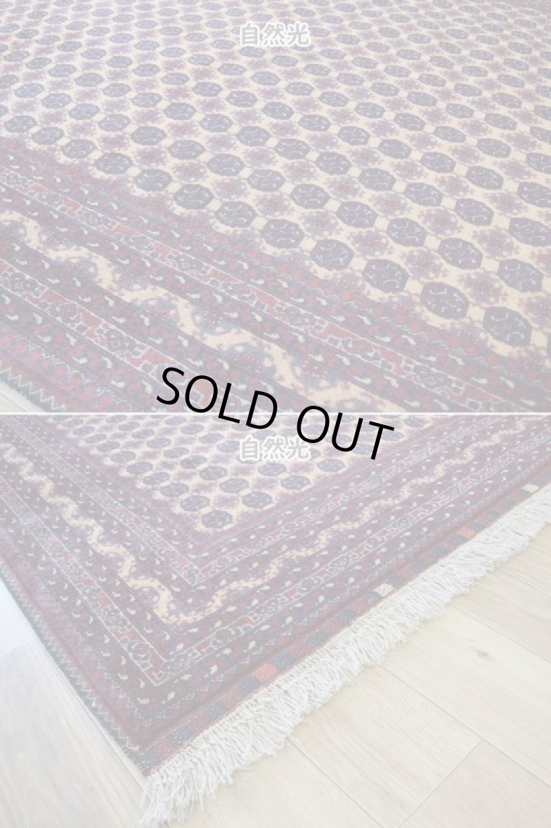 画像12: 美品 ペルシャ 絨毯 トルクメン 縦2m 3㎡ ~3帖 リビング ダイニング 3人掛けソファ サイズ 195 x 150 cm No.526 草木染 ウール 手織り ハンドメイド トライバル ラグ カーペット 赤茶 エンジ 幾何学模様 民族柄 フリンジセルビッジキリム (12)