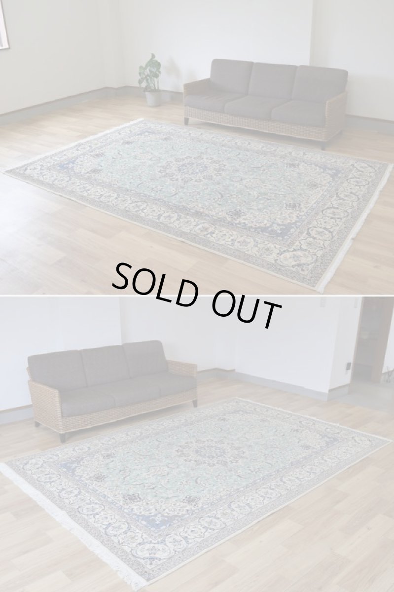 画像4: 美品 ペルシャ 絨毯 ナイン 産 9la ノーラー ノーフラ― 縦3m 横2m 6㎡ 〜6帖程度 リビング ダイニング 3人掛けソファ コーナーソファ 大判 サイズ 302 x 202 cm No.503 天然 ウール シルク 手織り トライバル ラグ 敷物 マット カーペット メダリオン ヴィンテージ ビンテージ 中古品に抵抗のある方にもおすすめです。 a-503-302202s0811-4351 (4)