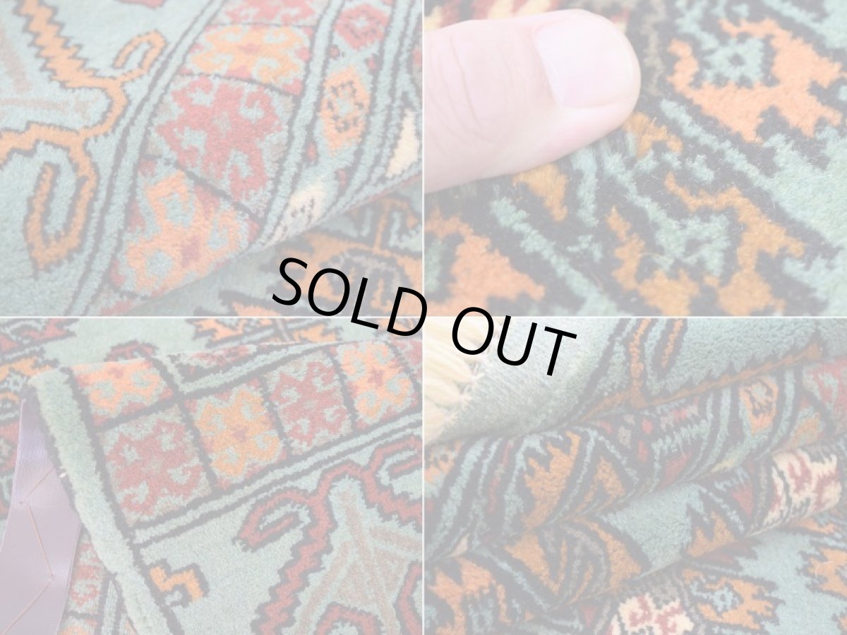 画像18: 新品 ペルシャ 絨毯 トルクメン 縦2m 3㎡ ~3帖 リビング ダイニング 3人掛けソファ サイズ 190 x 136 cm No.519 草木染 ウール 手織り ハンドメイド トライバル ラグ カーペット グリーン 幾何学模様 民族柄 フリンジキリム (18)