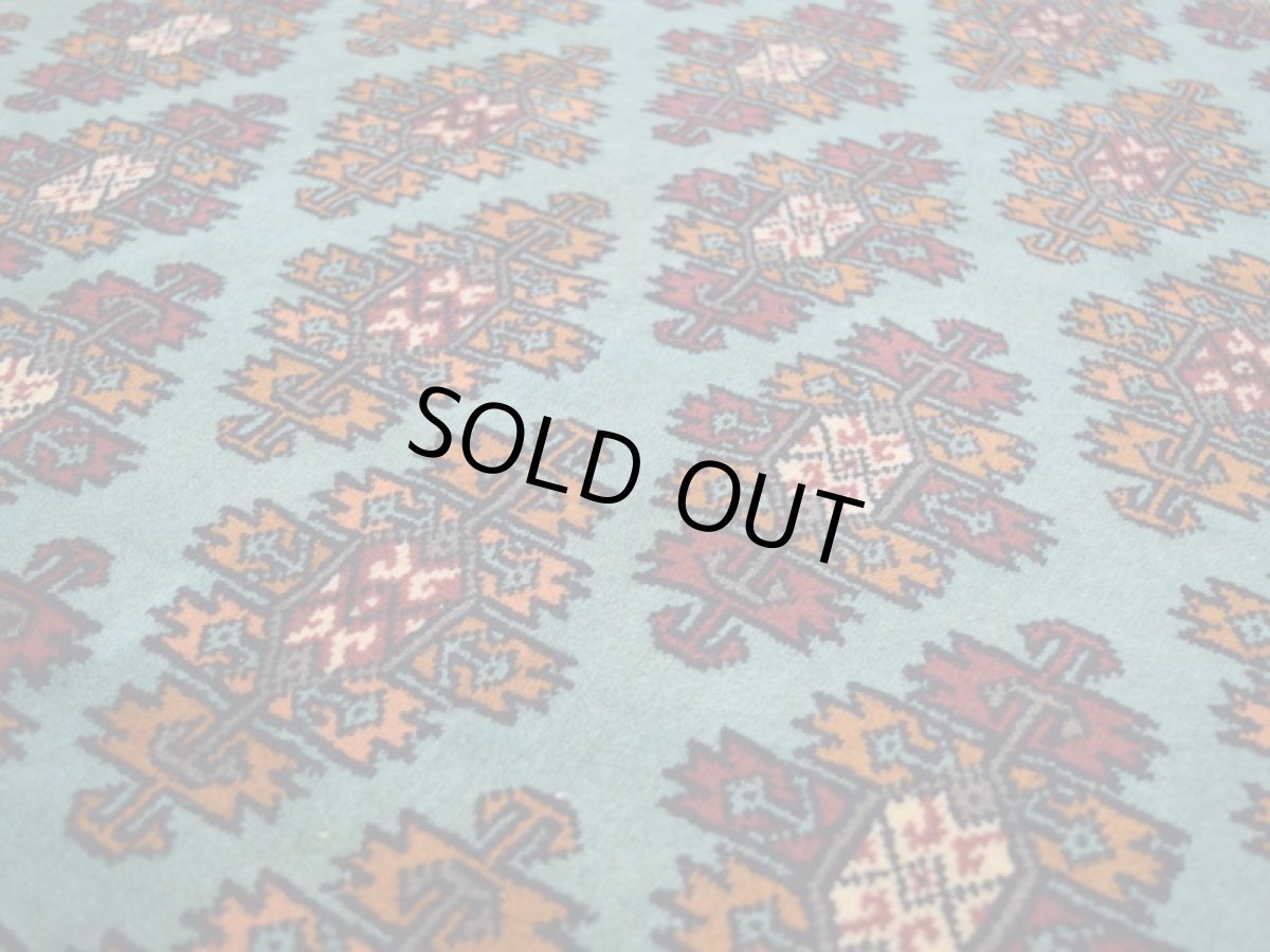 画像12: 新品 ペルシャ 絨毯 トルクメン 縦2m 3㎡ ~3帖 リビング ダイニング 3人掛けソファ サイズ 190 x 136 cm No.519 草木染 ウール 手織り ハンドメイド トライバル ラグ カーペット グリーン 幾何学模様 民族柄 フリンジキリム (12)