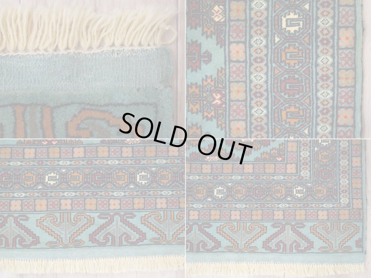 画像19: 新品 ペルシャ 絨毯 トルクメン 縦2m 3㎡ ~3帖 リビング ダイニング 3人掛けソファ サイズ 190 x 136 cm No.519 草木染 ウール 手織り ハンドメイド トライバル ラグ カーペット グリーン 幾何学模様 民族柄 フリンジキリム (19)