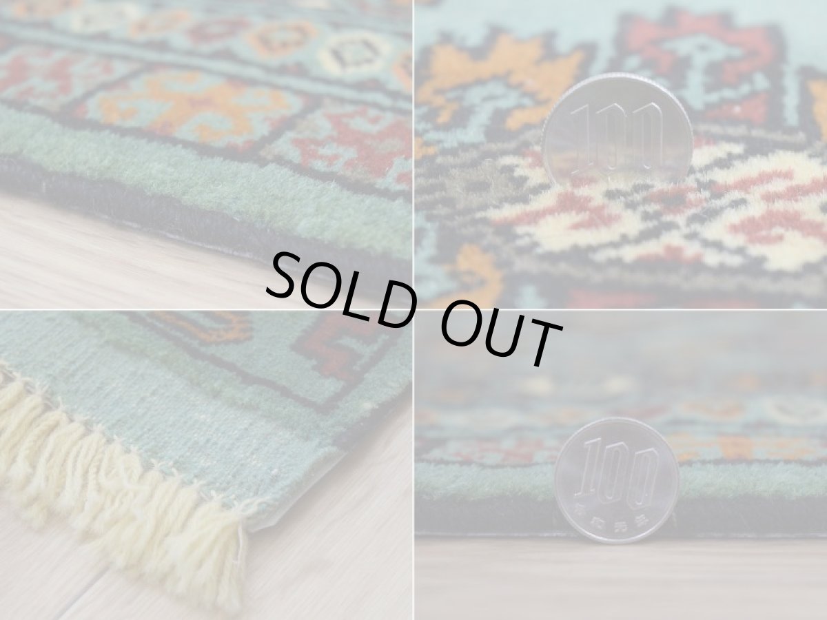 画像20: 新品 ペルシャ 絨毯 トルクメン 縦2m 3㎡ ~3帖 リビング ダイニング 3人掛けソファ サイズ 190 x 136 cm No.519 草木染 ウール 手織り ハンドメイド トライバル ラグ カーペット グリーン 幾何学模様 民族柄 フリンジキリム (20)