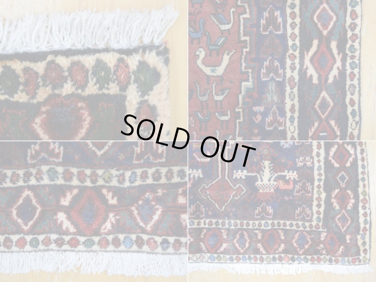 画像19: 良品 ペルシャ 絨毯 シールジャーン 縦2m 横1.5m 3.5㎡ 〜3帖 リビング ダイニング 2〜3人掛けソファ サイズ 216 x 160 cm No.E125 天然 肉厚 ウール 手織り ハンドメイド トライバル ラグ 部族絨毯 マット カーペット 動物 民族柄 ネイビー 赤 エンジ ギャッベ(ギャベ)をお探しの方にもお勧めです b-E125-216160h054p (19)