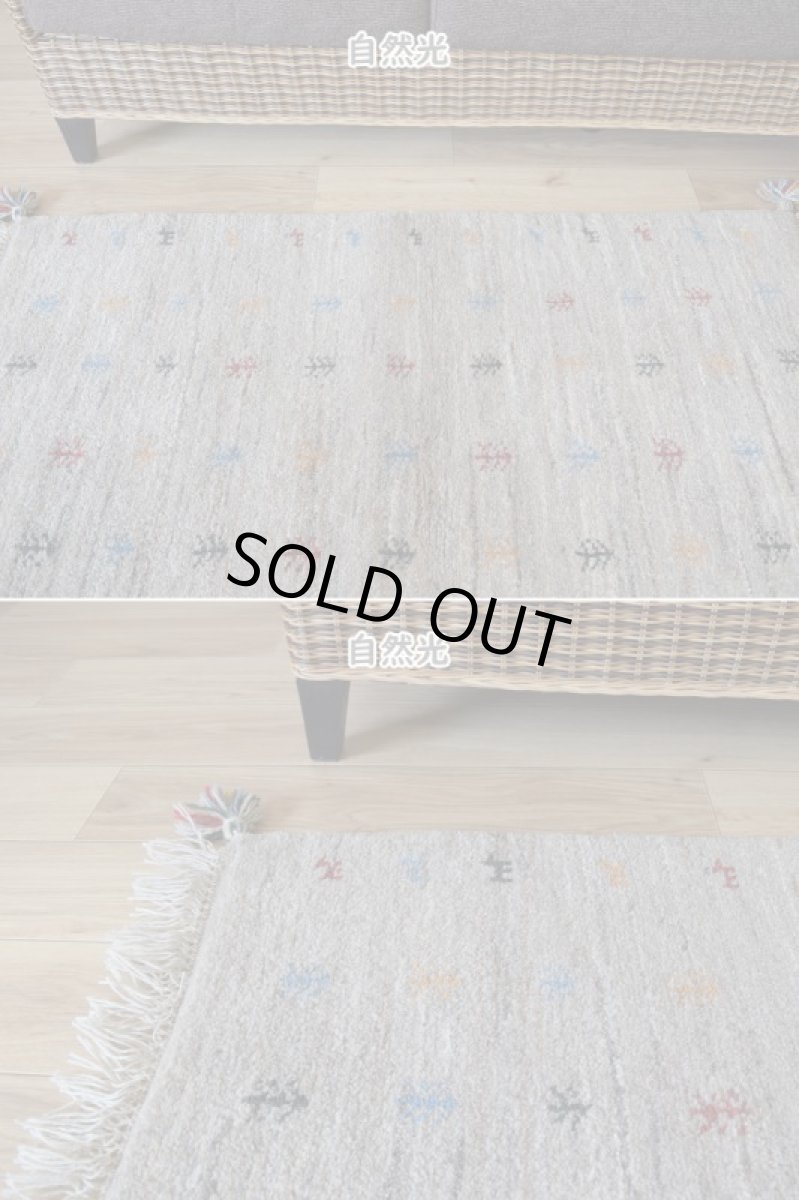 画像5: 新品 ペルシャ ギャッベ 縦1.2m アクセント ラグ サイズ 120 x 75 cm No.435 超肉厚 天然 草木染 ウール 手織り ハンドメイド ギャベ マット カーペット  生命の樹 動物 民族柄 グレー (5)