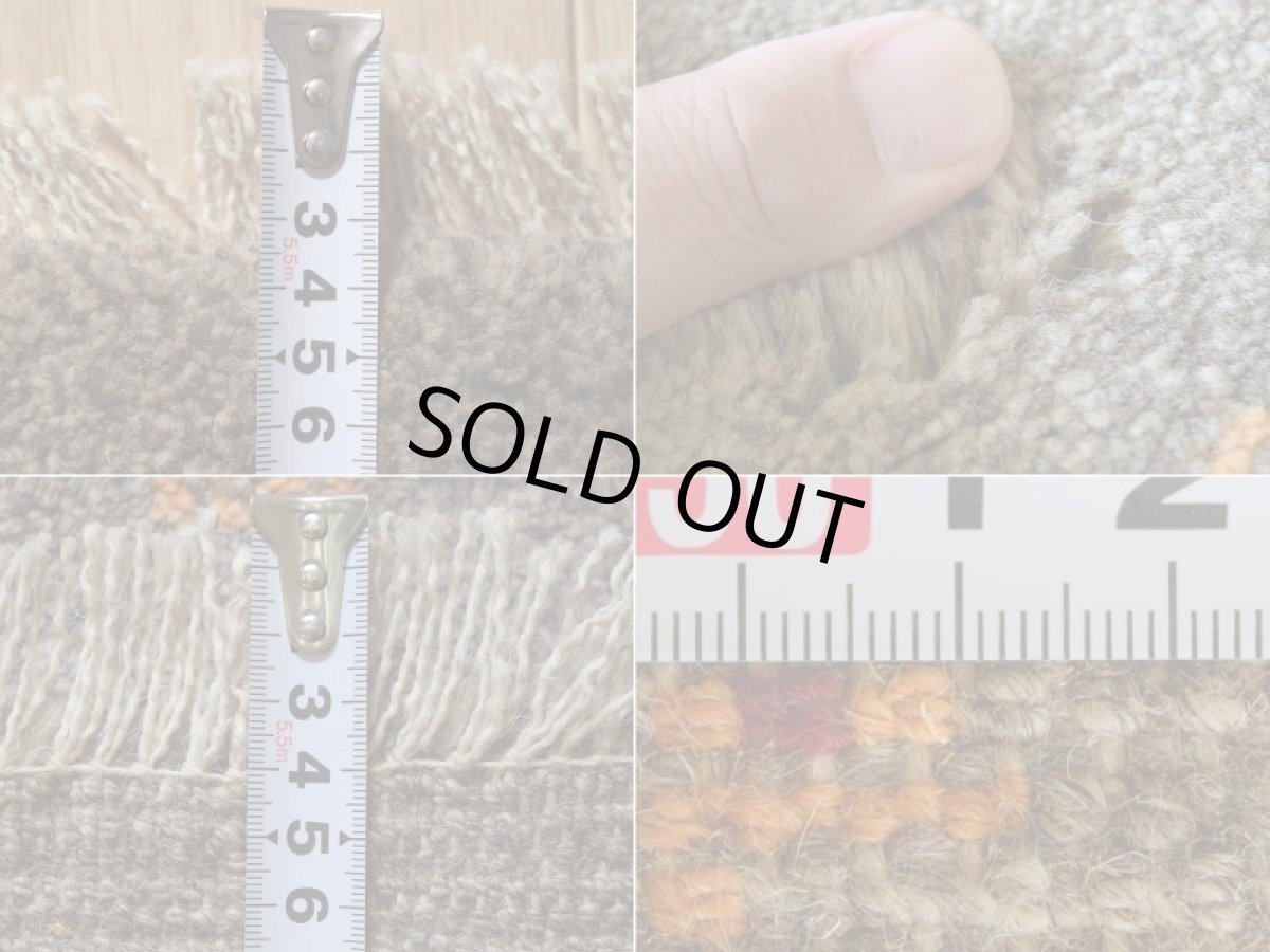 画像20: 新品 ペルシャ ギャッベ 縦1.2m アクセント ラグ サイズ 115 x 83 cm No.475 超肉厚 天然 草木染 ウール 手織り ハンドメイド ギャベ マット カーペット  民族柄 グレー (20)