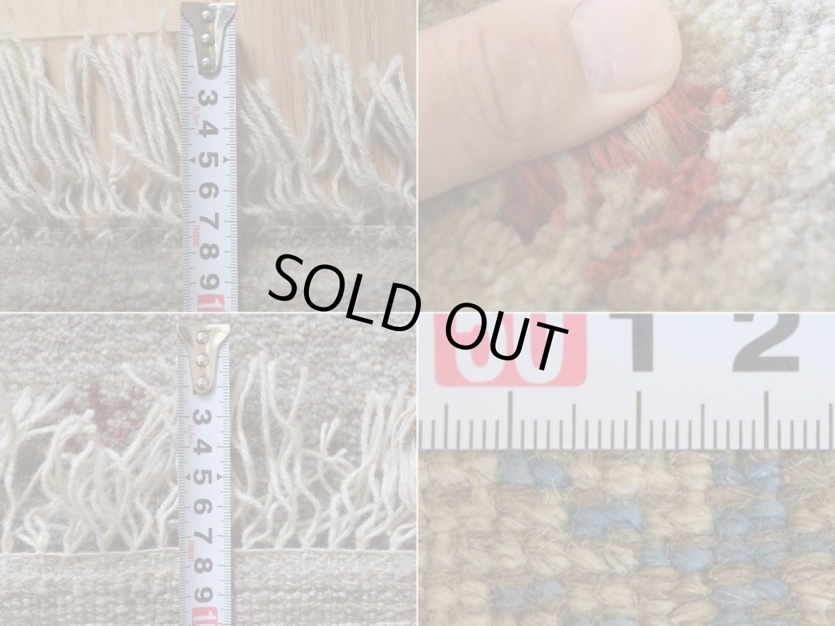 画像20: 新品 ペルシャ ギャッベ 縦1.2m アクセント ラグ サイズ 120 x 75 cm No.435 超肉厚 天然 草木染 ウール 手織り ハンドメイド ギャベ マット カーペット  生命の樹 動物 民族柄 グレー (20)