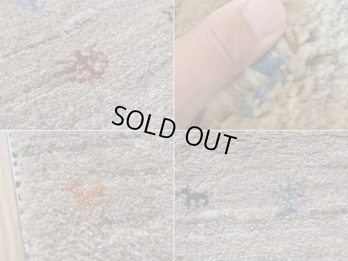 画像16: 新品 ペルシャ ギャッベ 縦1.2m アクセント ラグ サイズ 120 x 75 cm No.435 超肉厚 天然 草木染 ウール 手織り ハンドメイド ギャベ マット カーペット  生命の樹 動物 民族柄 グレー (16)