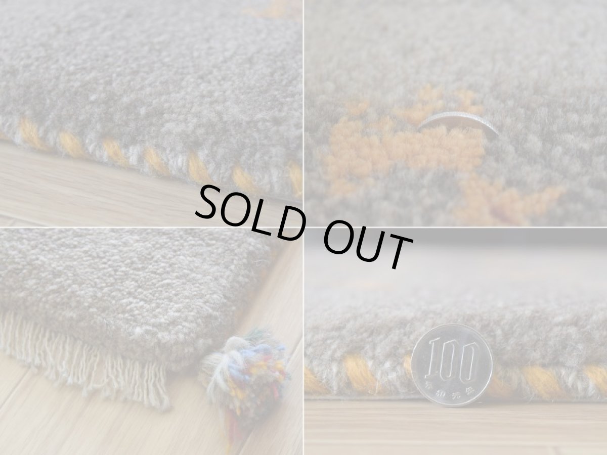 画像16: 新品 ペルシャ ギャッベ 縦1.2m アクセント ラグ サイズ 115 x 83 cm No.475 超肉厚 天然 草木染 ウール 手織り ハンドメイド ギャベ マット カーペット  民族柄 グレー (16)