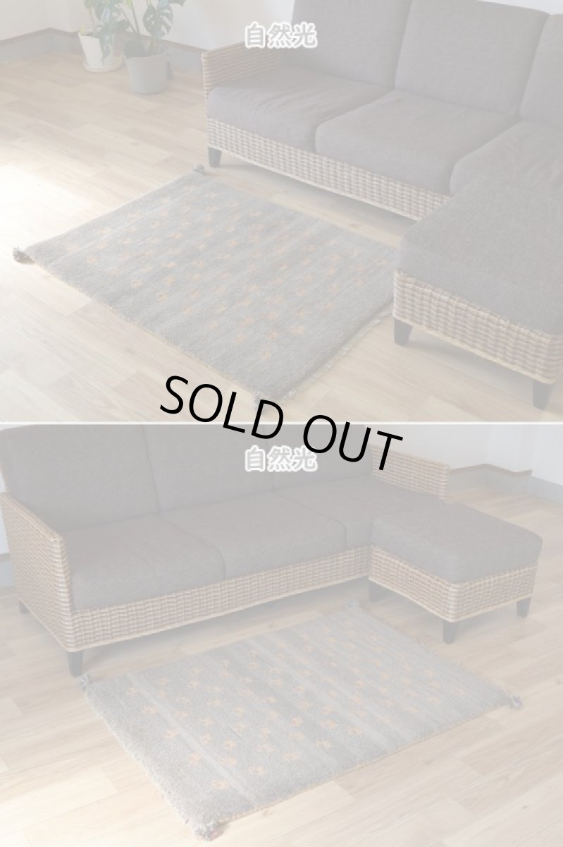 画像7: 新品 ペルシャ ギャッベ 縦1.2m アクセント ラグ サイズ 115 x 83 cm No.475 超肉厚 天然 草木染 ウール 手織り ハンドメイド ギャベ マット カーペット  民族柄 グレー (7)