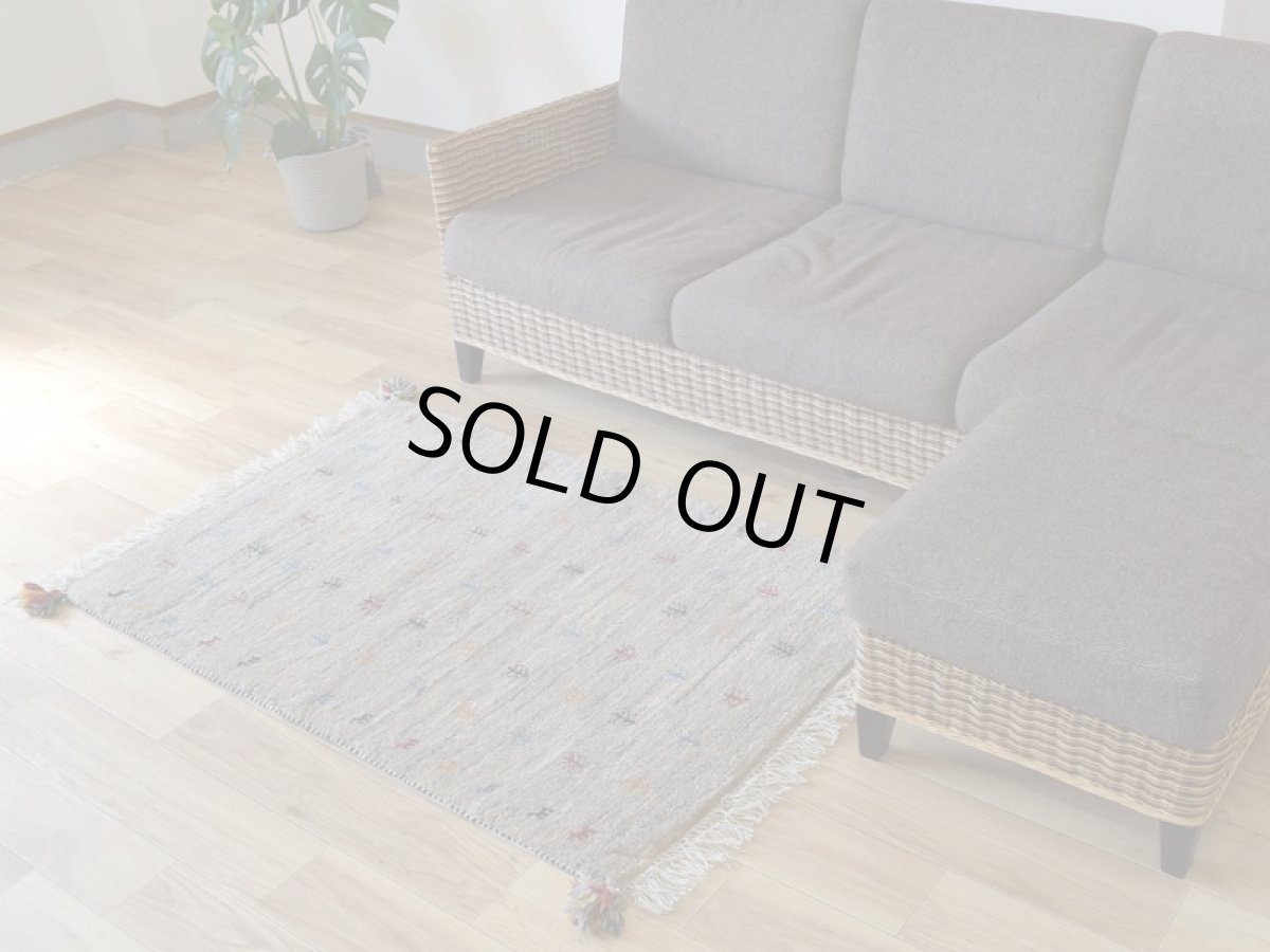 画像3: 新品 ペルシャ ギャッベ 縦1.2m アクセント ラグ サイズ 120 x 75 cm No.435 超肉厚 天然 草木染 ウール 手織り ハンドメイド ギャベ マット カーペット  生命の樹 動物 民族柄 グレー (3)