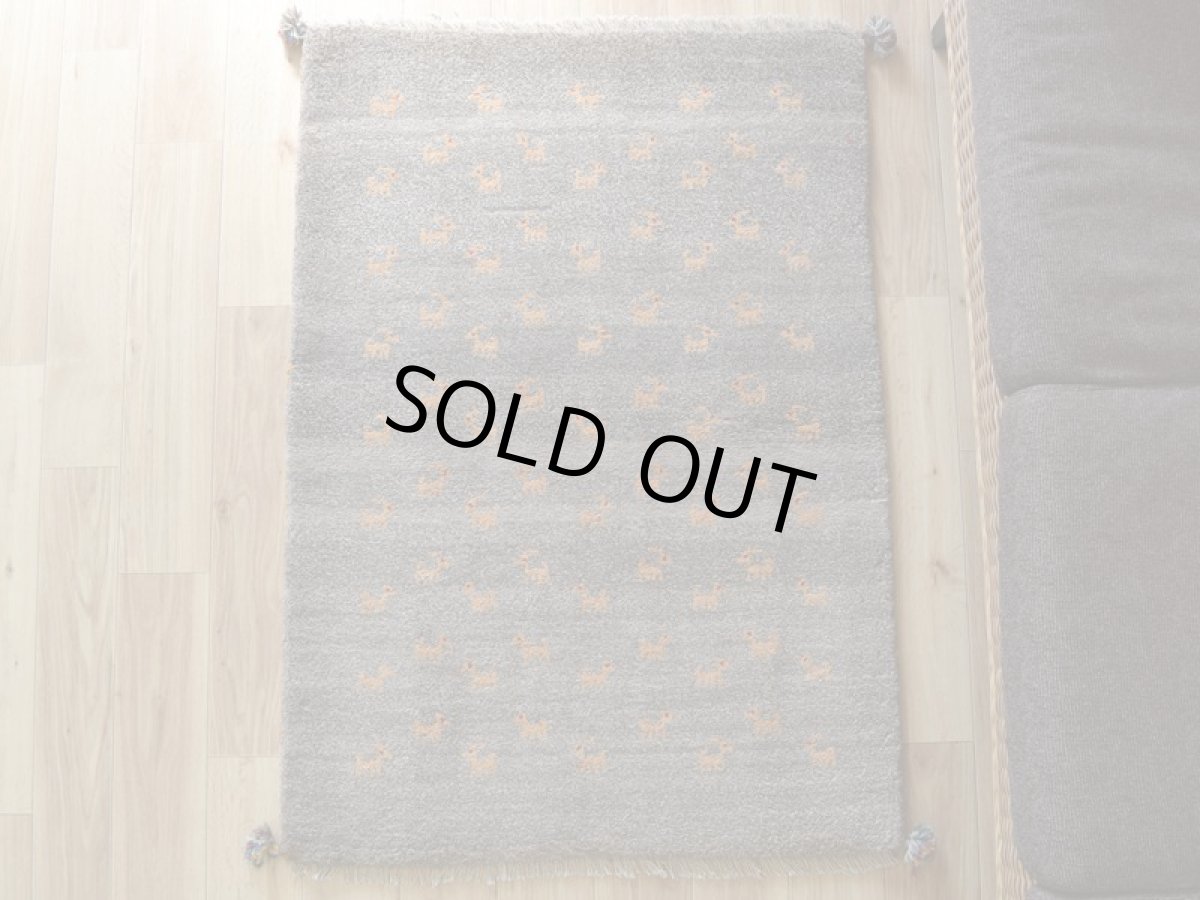 画像4: 新品 ペルシャ ギャッベ 縦1.2m アクセント ラグ サイズ 115 x 83 cm No.475 超肉厚 天然 草木染 ウール 手織り ハンドメイド ギャベ マット カーペット  民族柄 グレー (4)