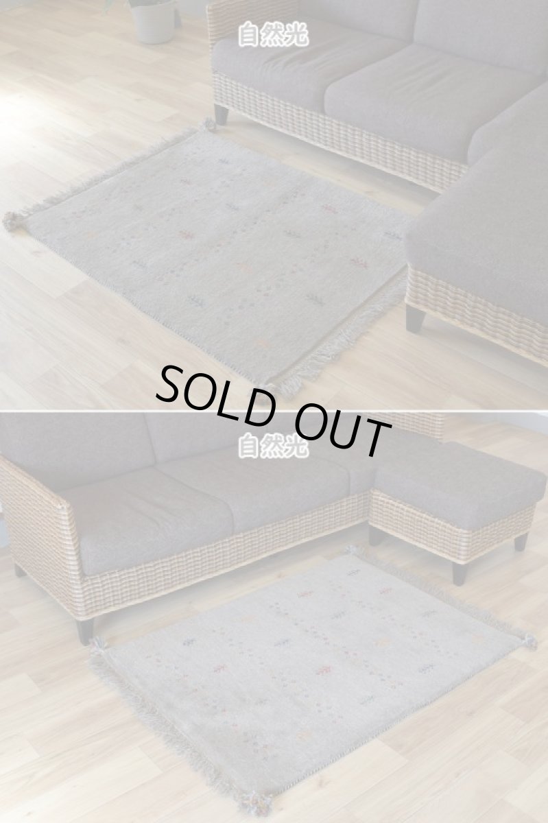 画像8: 新品 ペルシャ ギャッベ 縦1.2m アクセント ラグ サイズ 110 x 83 cm No.438 超肉厚 天然 草木染 ウール 手織り ハンドメイド ギャベ マット カーペット  生命の樹 花 民族柄 グレー (8)