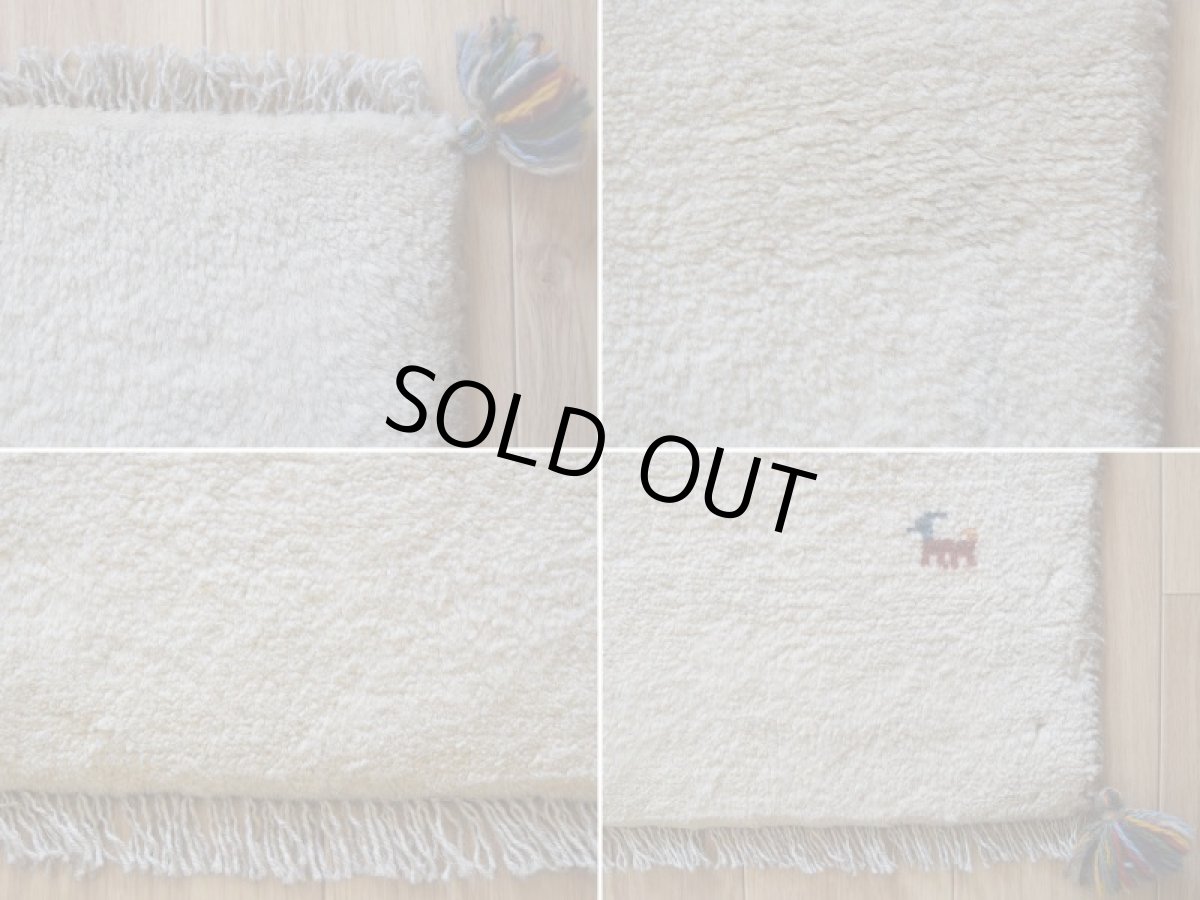 画像19: 新品 ペルシャ ギャッベ 縦1.2m アクセント ラグ サイズ 115 x 75 cm No.488 超肉厚 天然 草木染 ウール 手織り ハンドメイド ギャベ マット カーペット  動物 鹿 民族柄 生成り クリーム 白 ホワイト (19)